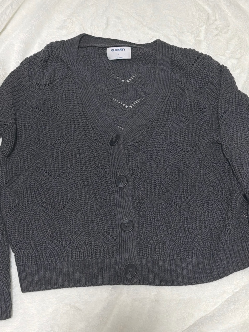 Old Navy Women's Charcoal Knit Button-Front Cardigan Sweater